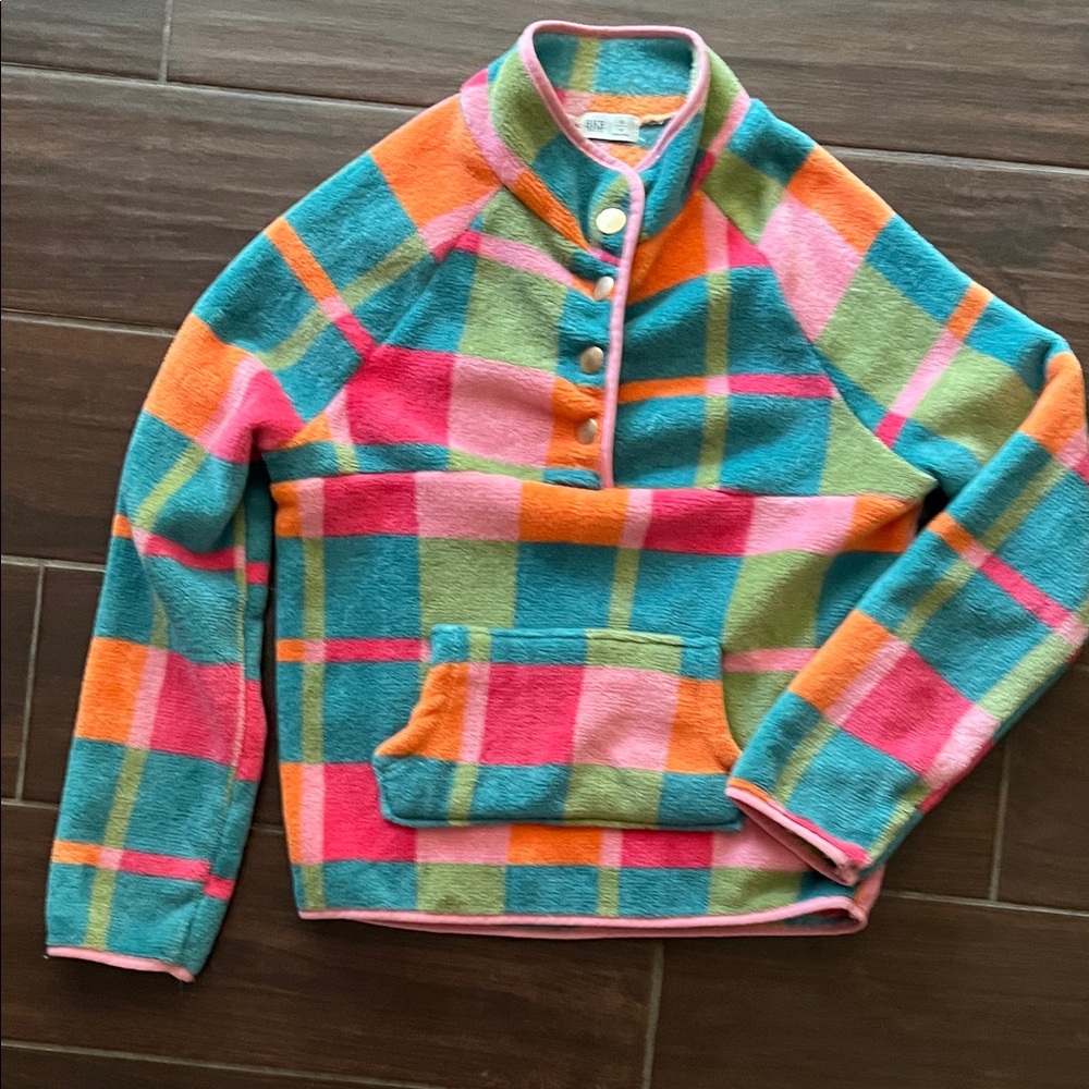BKE Multicolor Plaid Girls 1/2 Snap Fleece